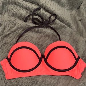 🛍 3/$10 Xhilaration neon coral & black bikini top